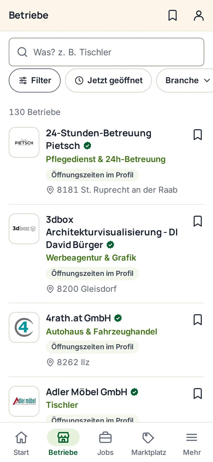 FirmenFreund – App-Ansicht 2
