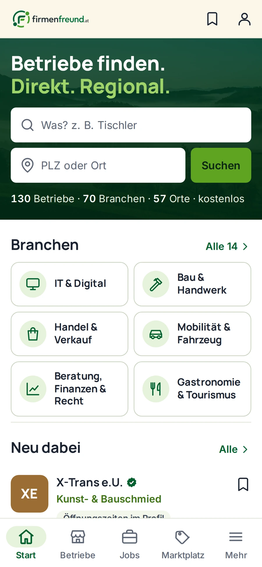 FirmenFreund – App-Ansicht 1